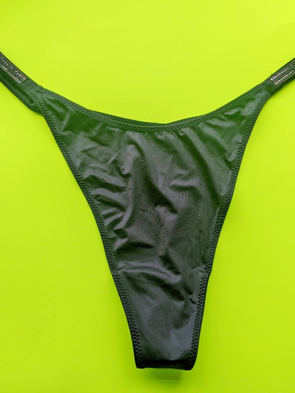 Victoria's Secret Very Sexy Black Rhinestone Shine Stripe Thong Panty